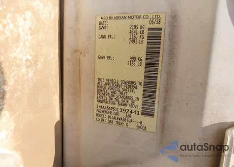 2018 Nissan Maxima 3.5 Sl z USA, uszkodzony, nr VIN 1N4AA6AP6JC392441